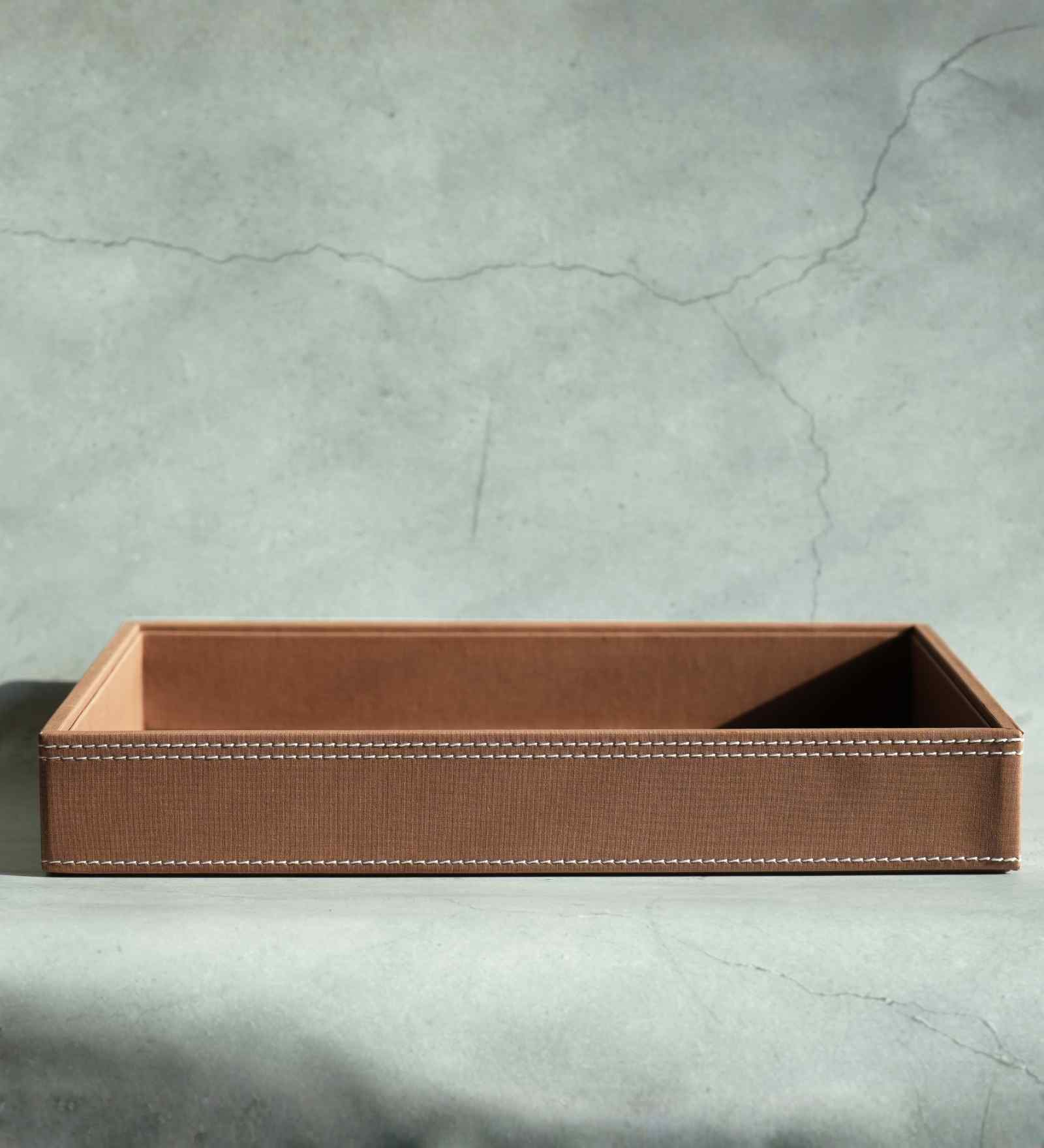 Umber Brown Large PU Leather Utility Tray