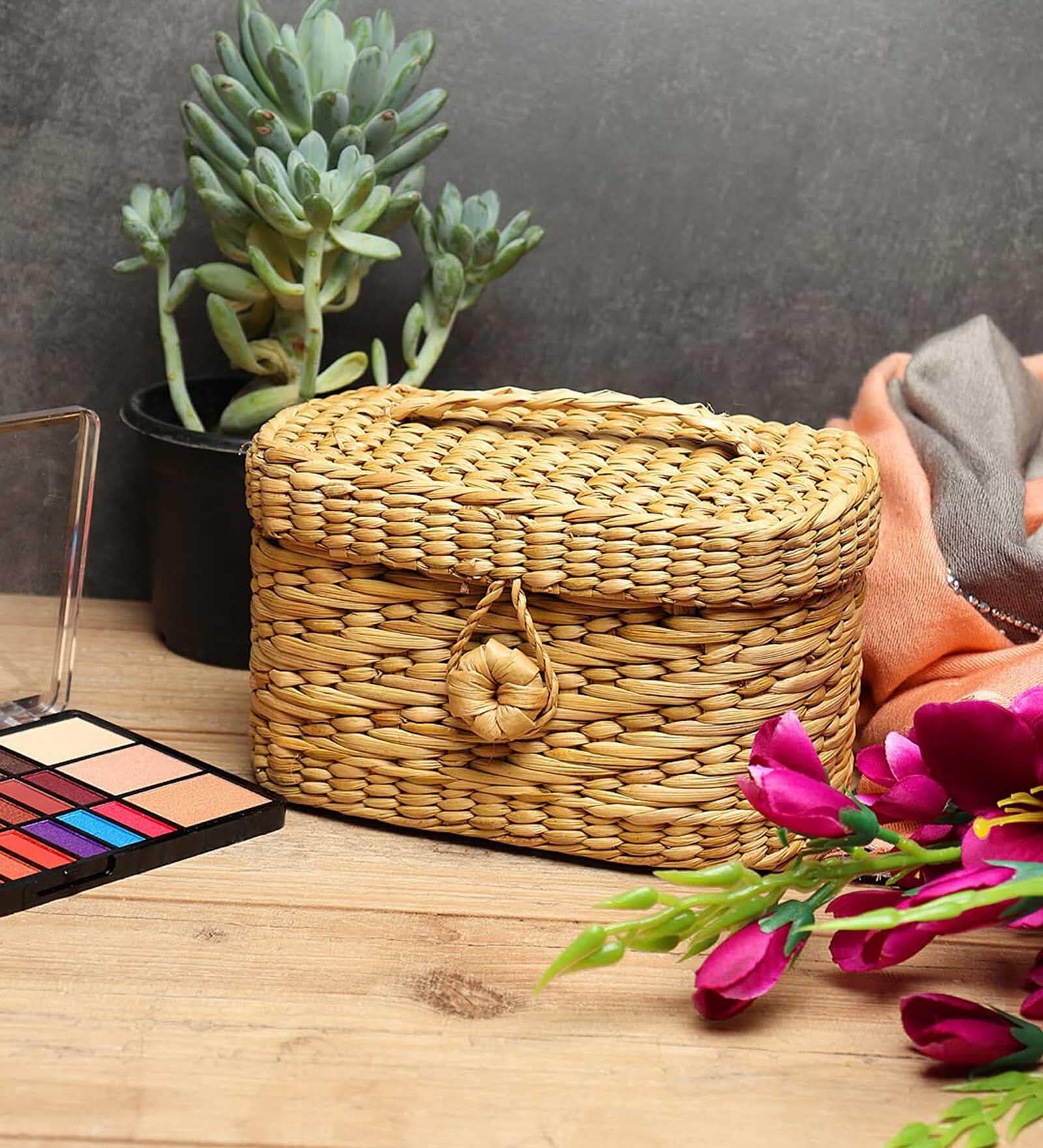 (1Pc) Beige Seagrass Handmade Tissue Box