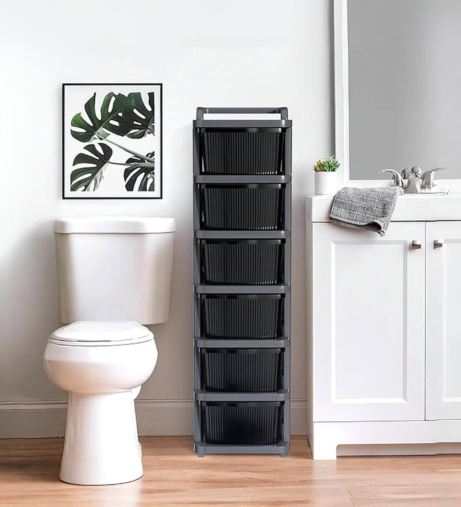 Grey Storage Rolling Cart With Wheels 6 Layer
