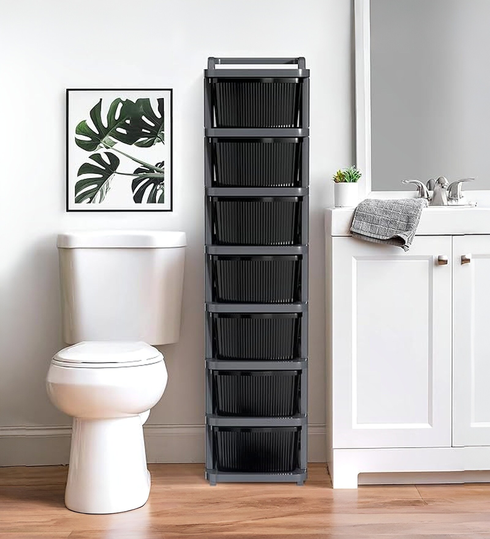 Grey Storage Rolling Cart With Wheels 7 Layer