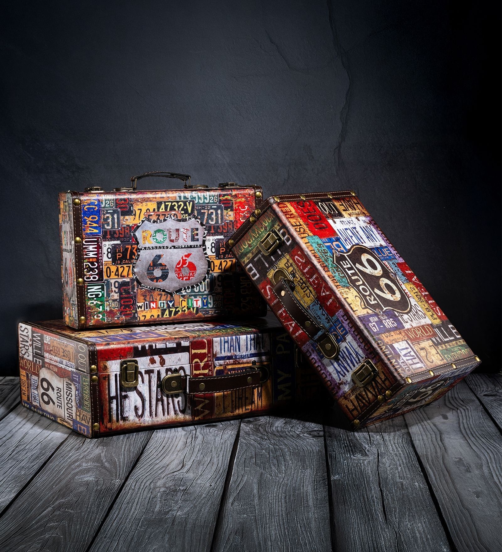 Storage Trunk Box Route 66 Number Plates