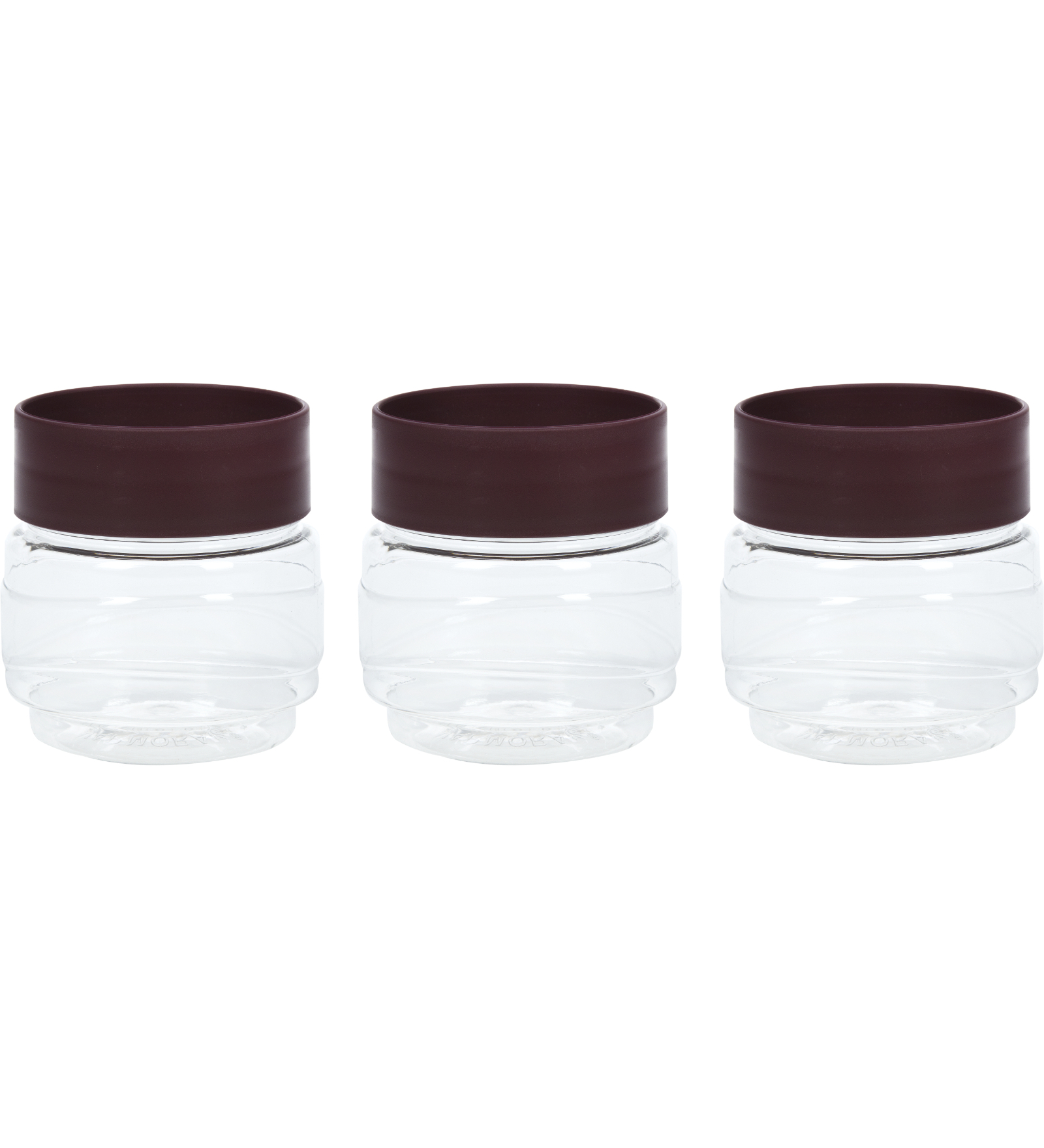 Varmora Store N Stack | Dry Storage Plastic Containers | Easy-Open Airtight Lid | Transparent Plastic Canisters | Set of 3- 500 ml each- Brown