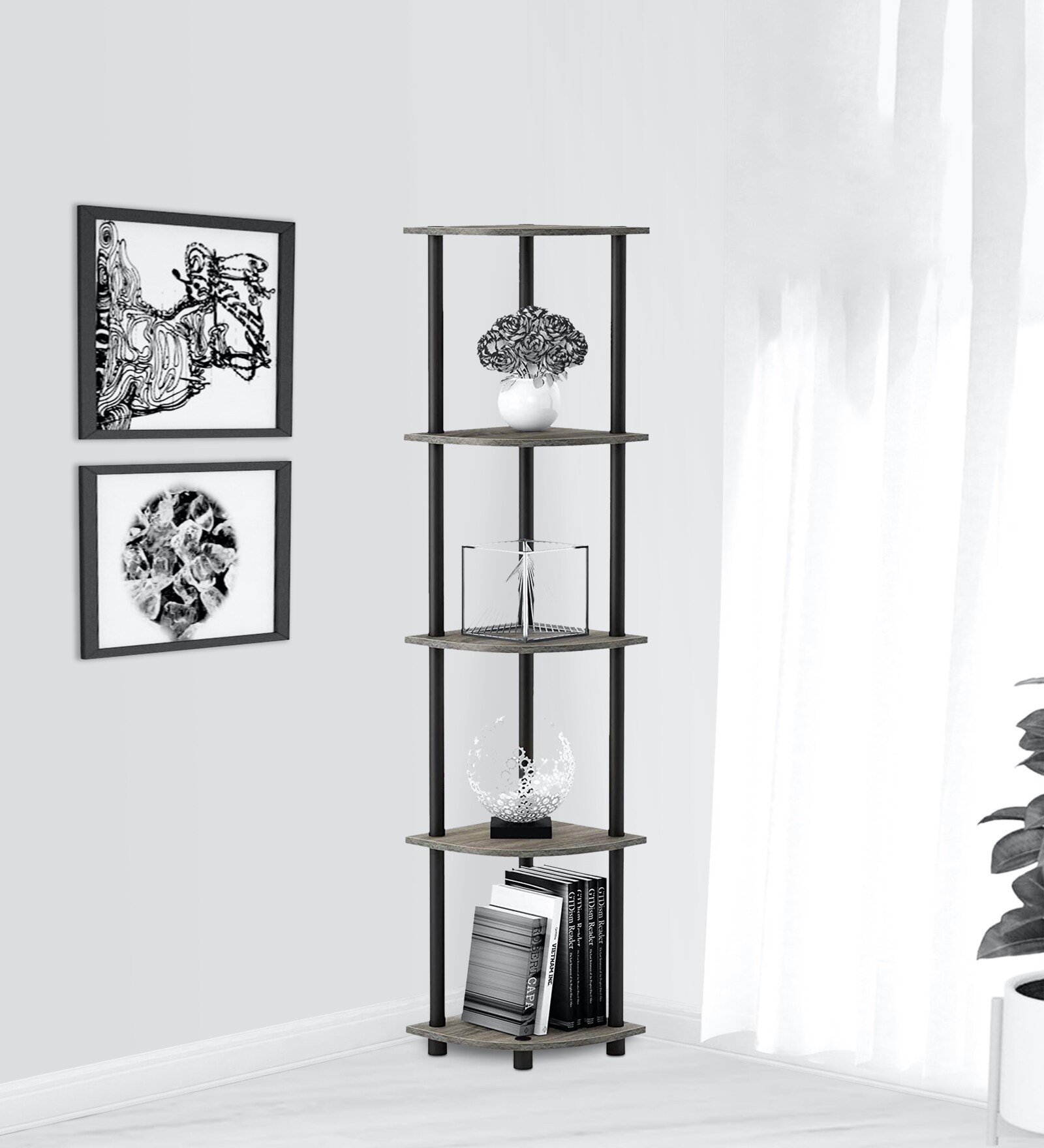 Storedge Book Shelf in Natural Finish with 5 tier Storedge Book Shelf in Natural Finish with 5 tier