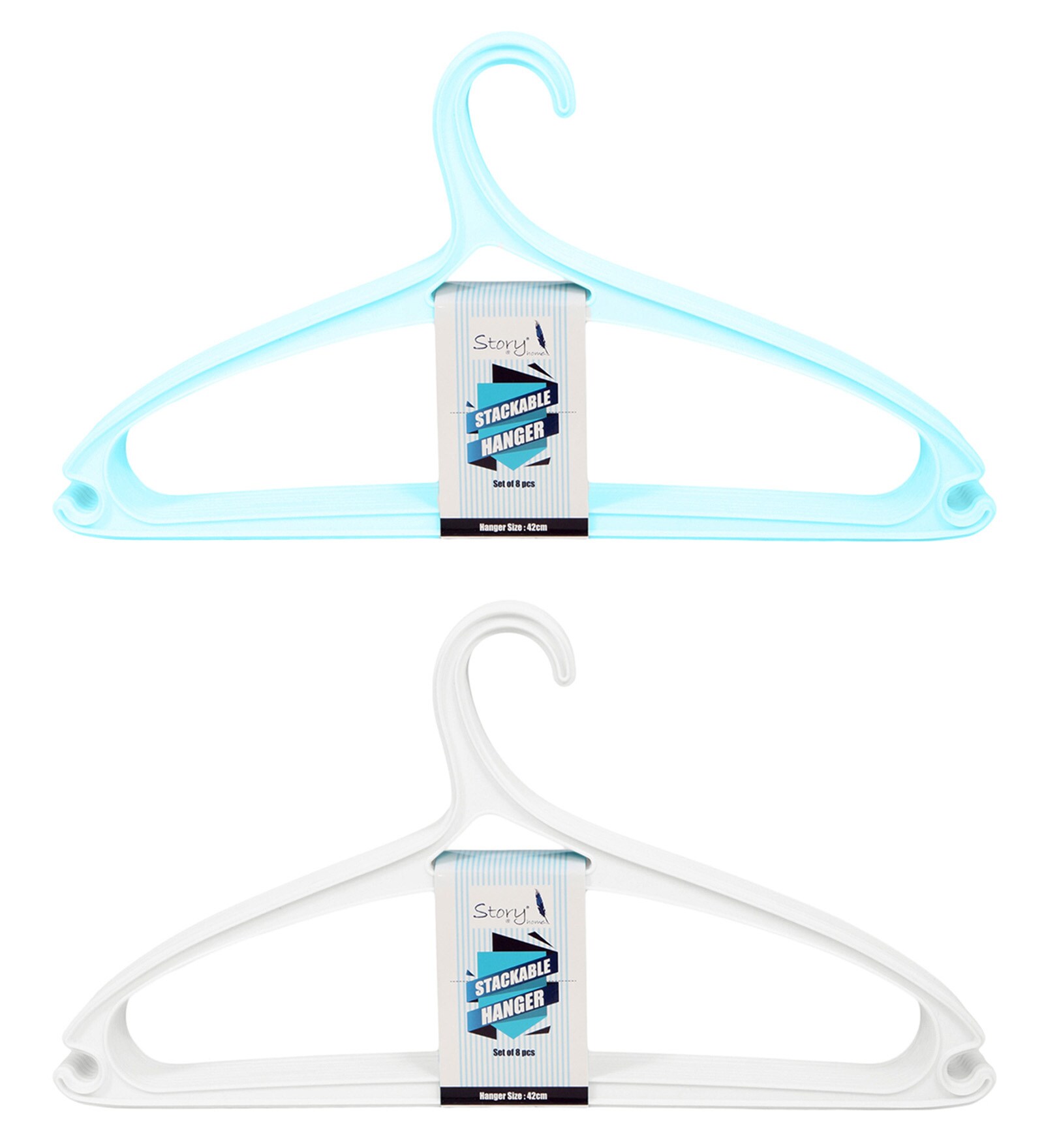 Buy Plastic Hanger Set of 16 , White & Blue Online Hangers Wardrobe