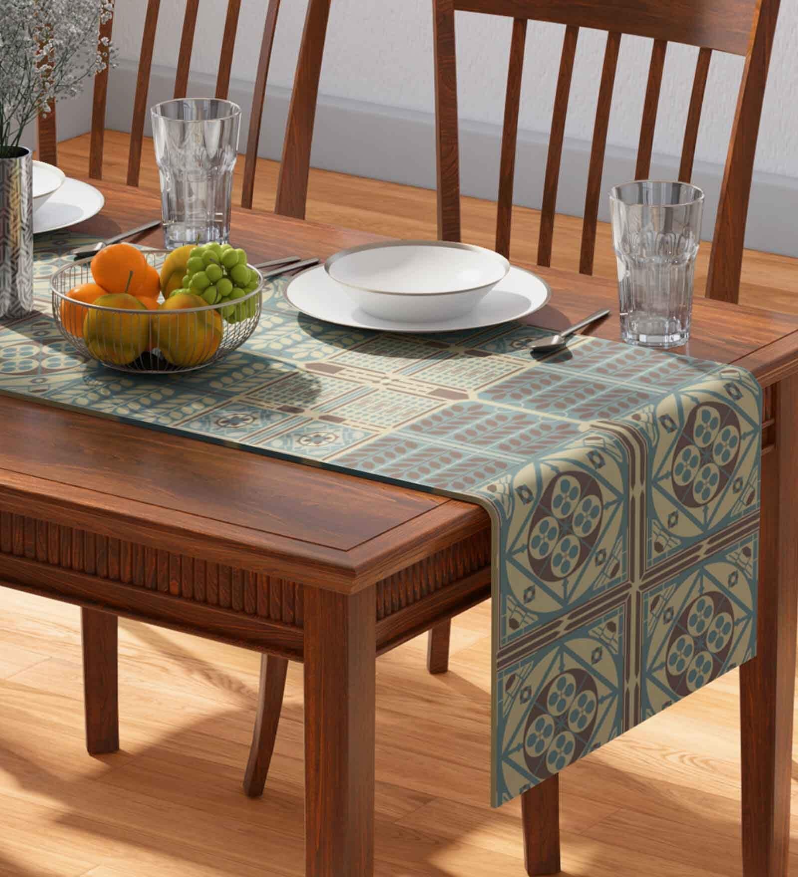 Strasbourg (71x13) Blue Cotton Table Runner