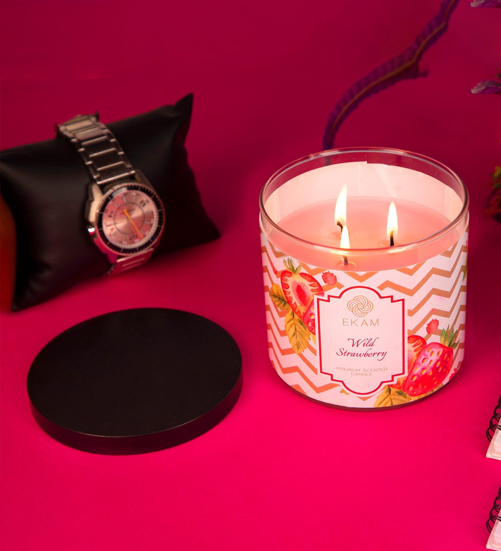 Buy Strawberry Aroma Scented Candle by Ekam Online Scented Candles