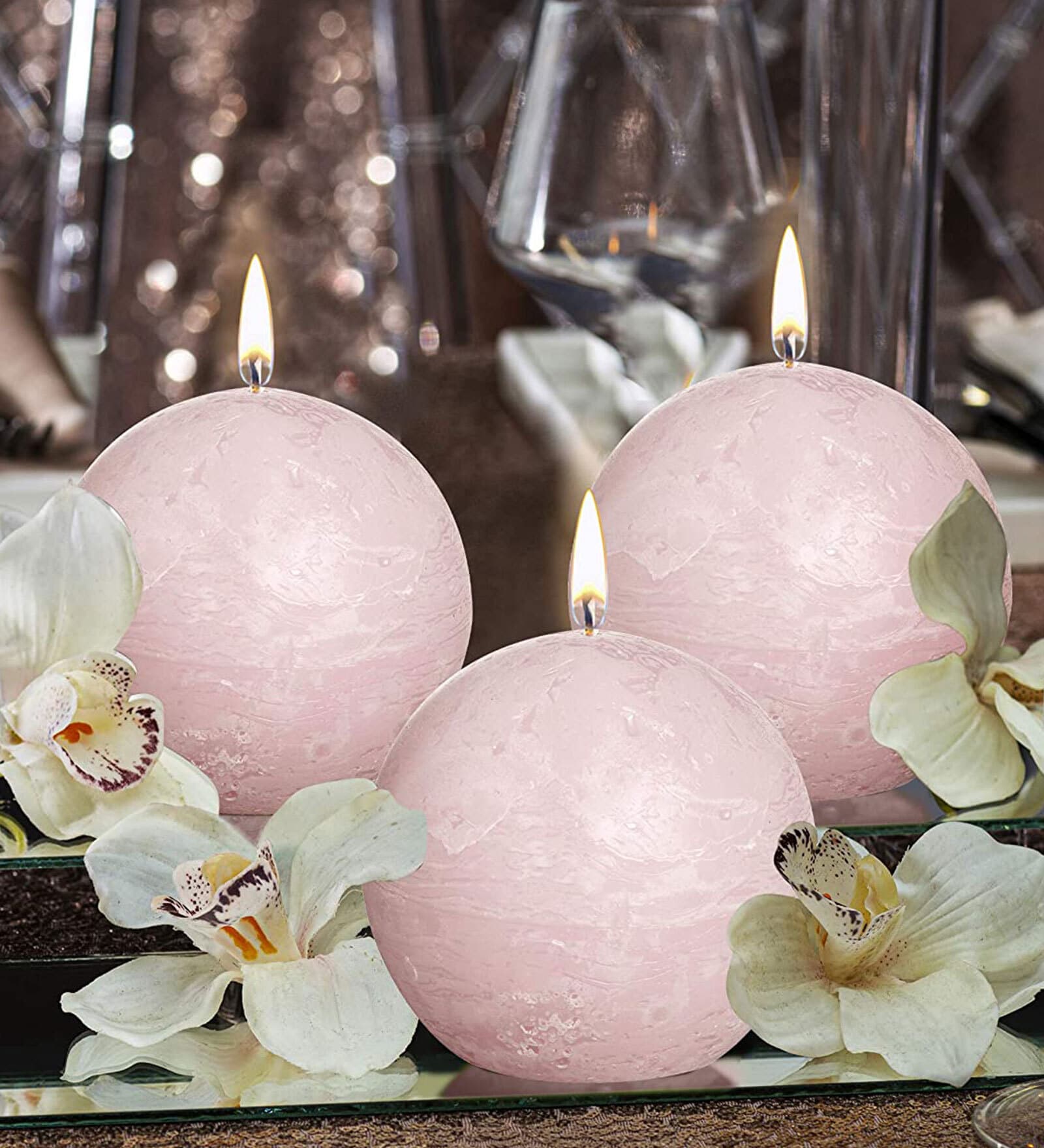 Strawberry Set Of 3 Pink Wax Decorative Candles