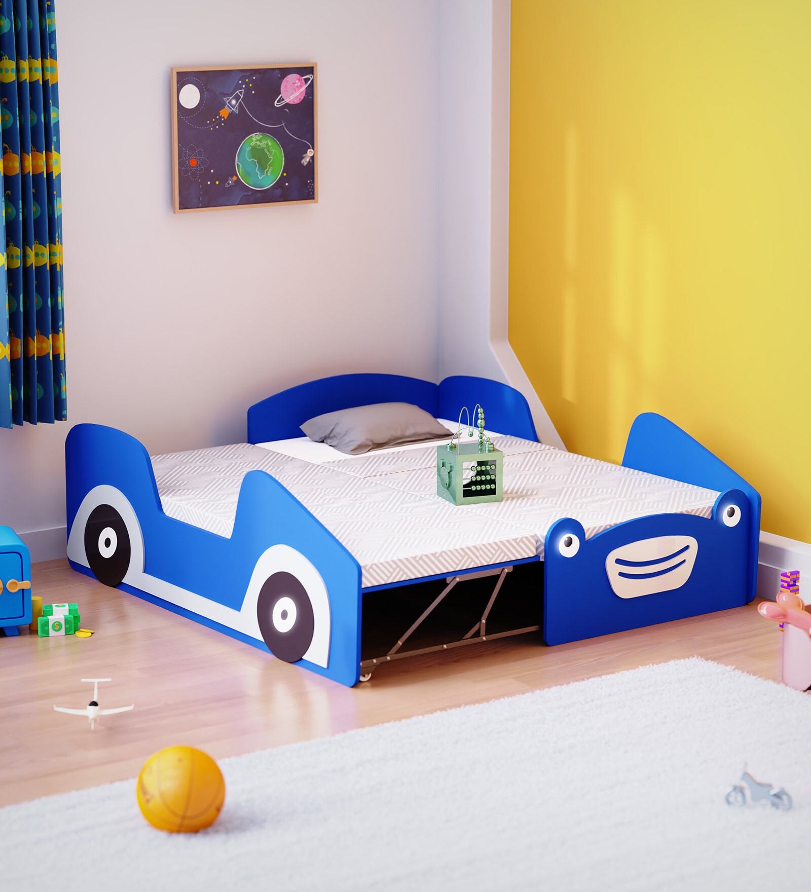 Buy Street Car Kids Trundle Bed In Blue Colour at 20% OFF by Boingg ...