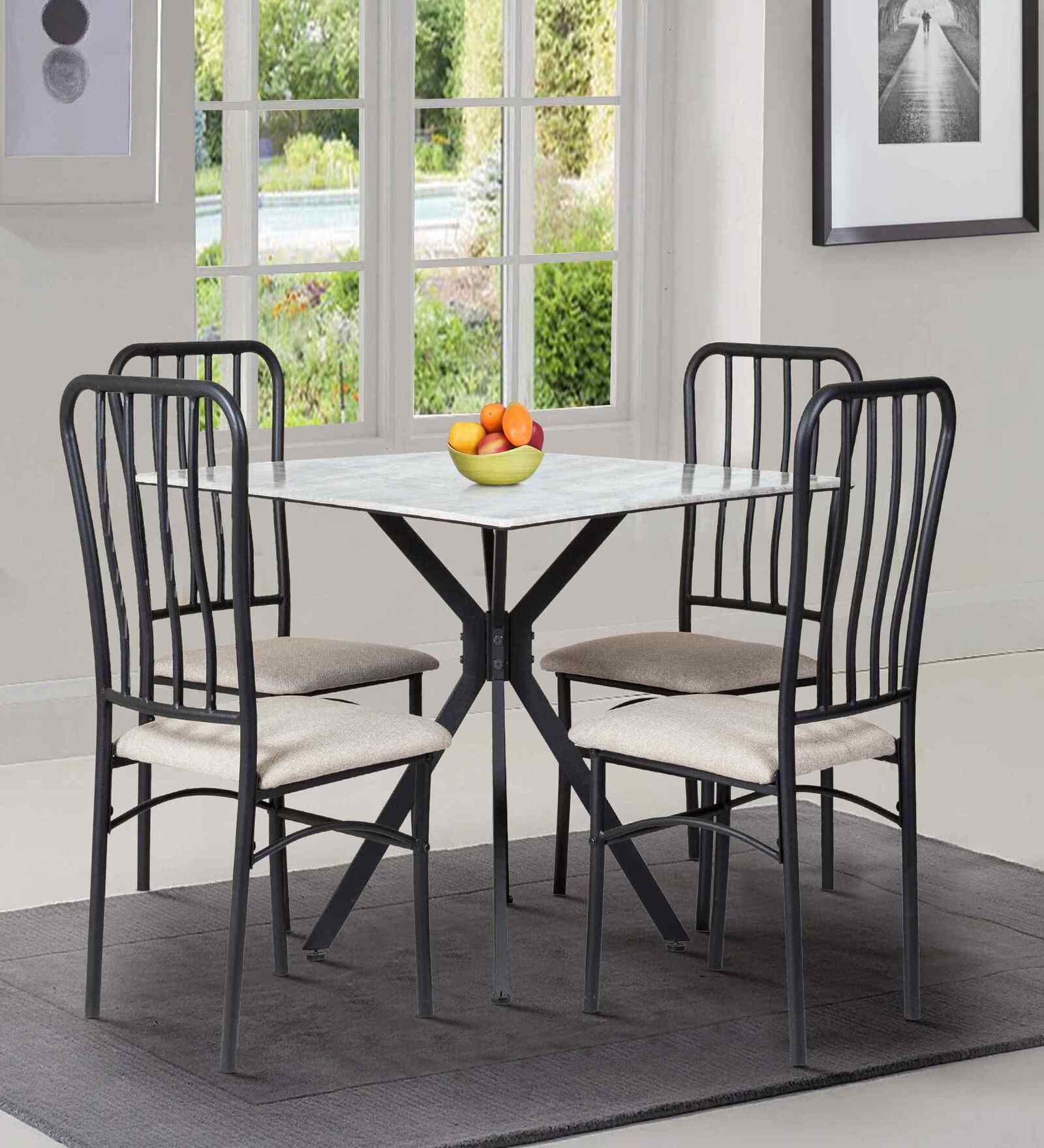 Viren 4 Seater Dining Table In Black Colour