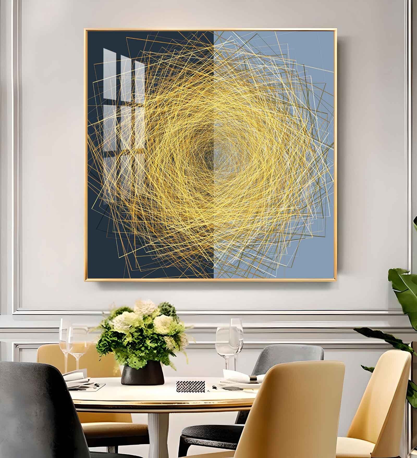 String Wire Glass Finish Square Wall Art