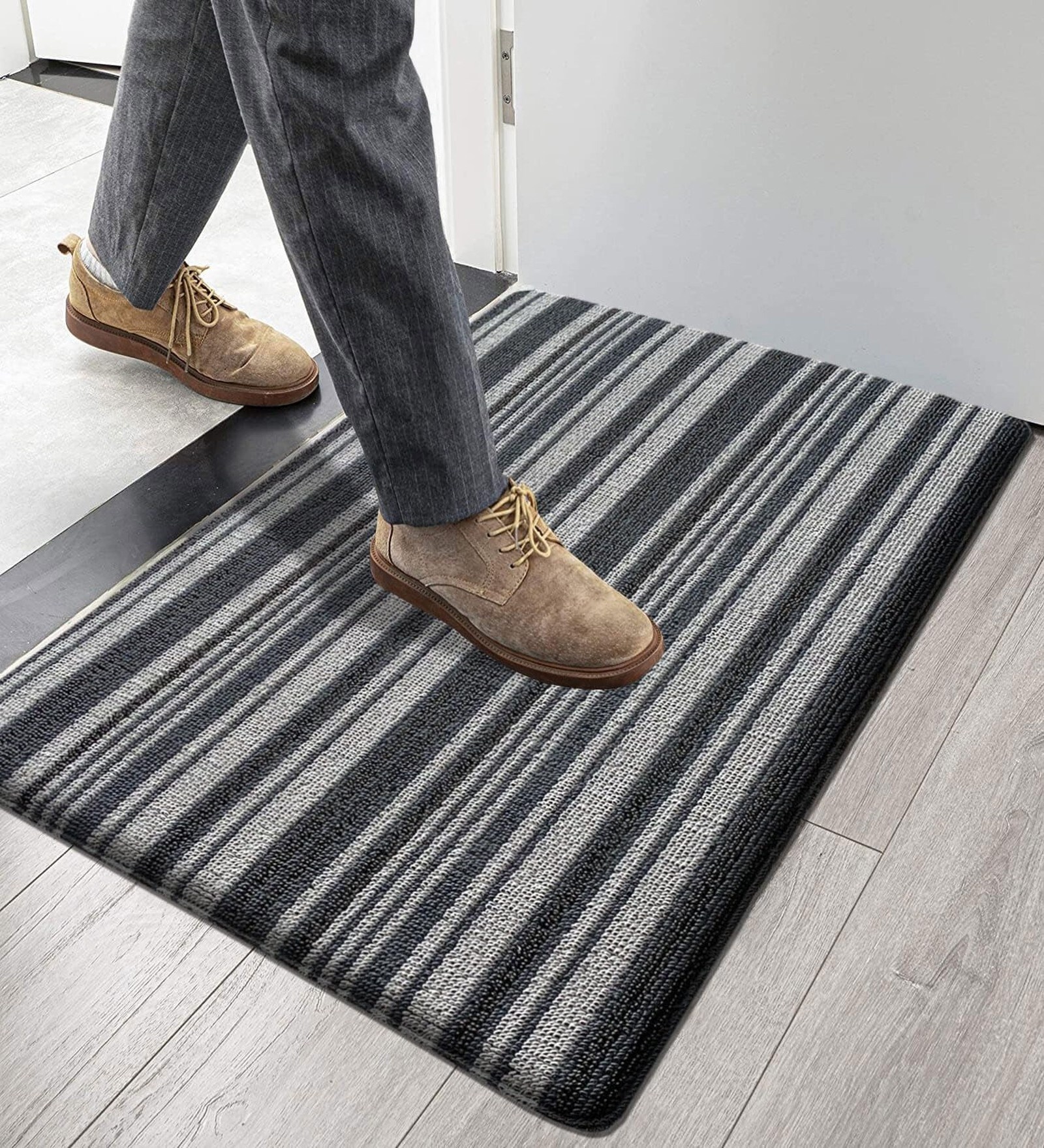 Stripe Blue PVC 18x30 Inches Anti Skid Door Mat