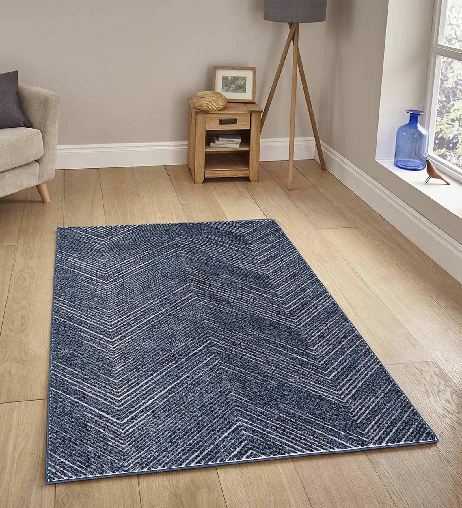 Striped Pattern Polypropylene 5 x 2 Feet Machine Made Runners