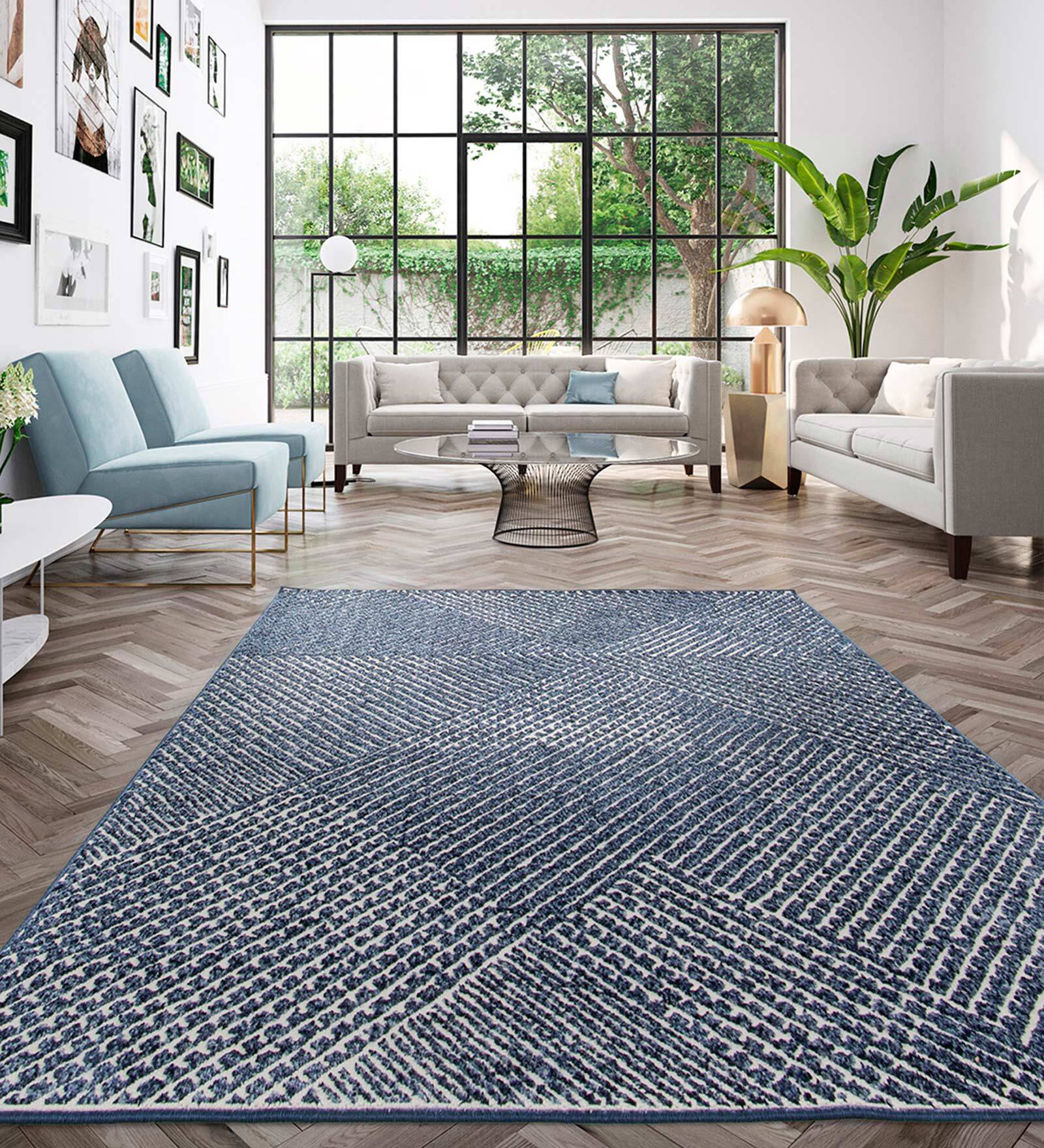Striped Pattern Polypropylene 5 x 2 Feet Machine Made Runners