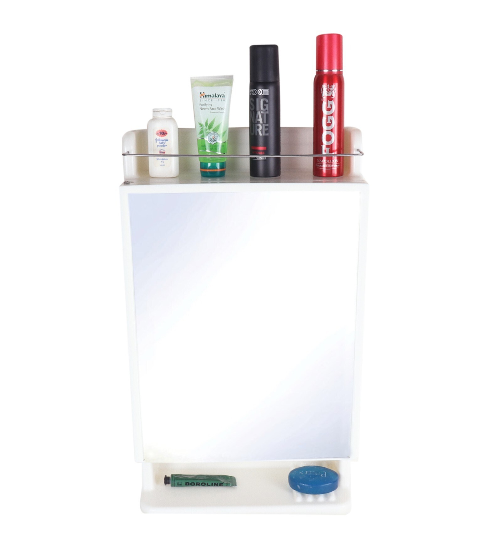 Strong & Heavy Rich Look Plastic Bathroom Cabinet with Mirror Ivory