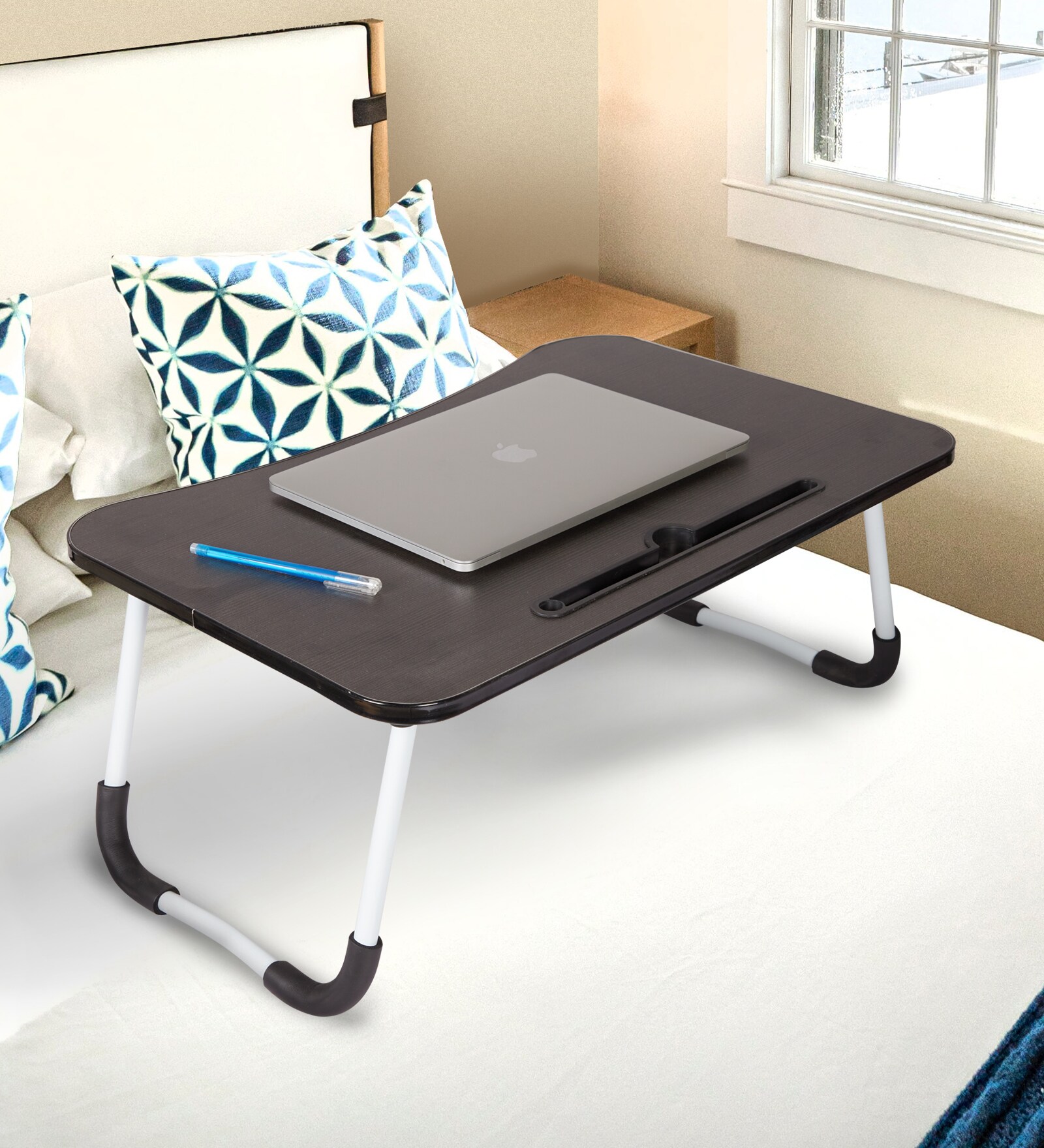 Stud Portable Laptop Table in Walnut Finish Stud Portable Laptop Table in Walnut Finish