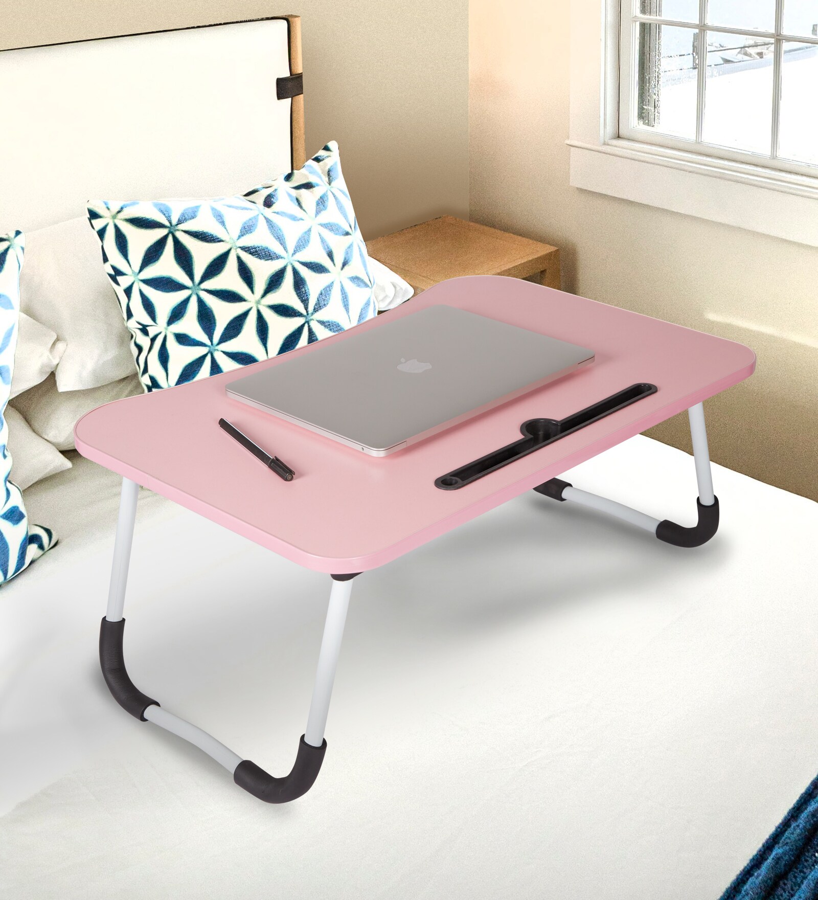 Stud Laptop Table in Baby Pink Colour Stud Laptop Table in Baby Pink Colour
