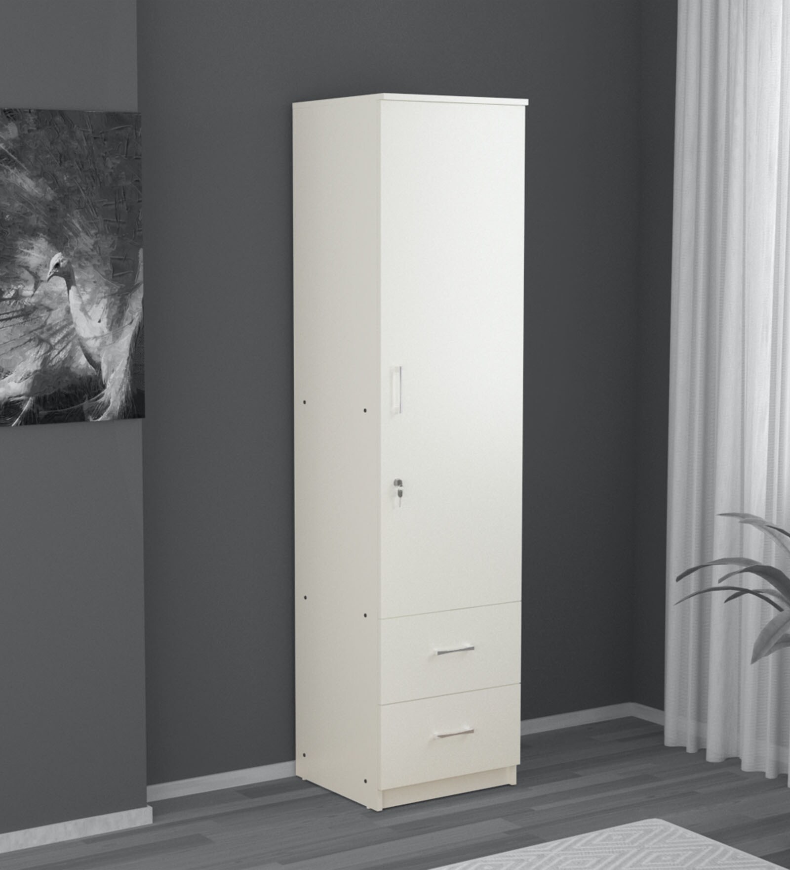 Olivia 1 Door Wardrobe in Frosty White Finish