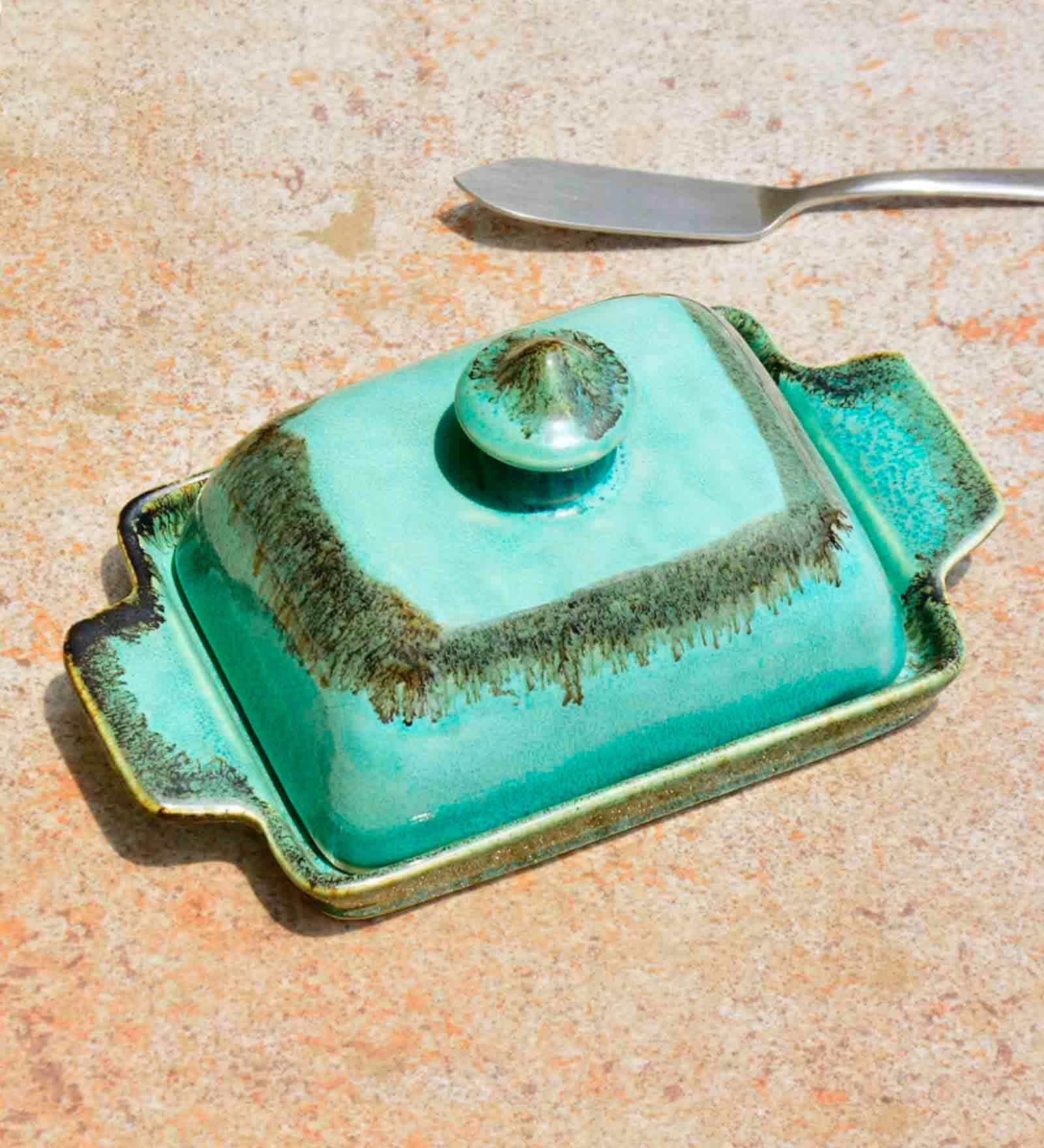 Studio Pottery Ceramic Butter Dish With Lid 