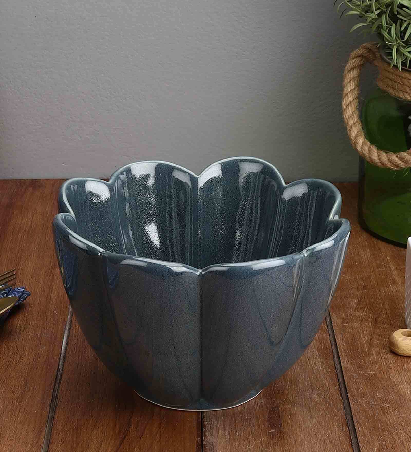 Studio Blue Pottery 900ml Flower Blue Ceramic  Serving Bowl