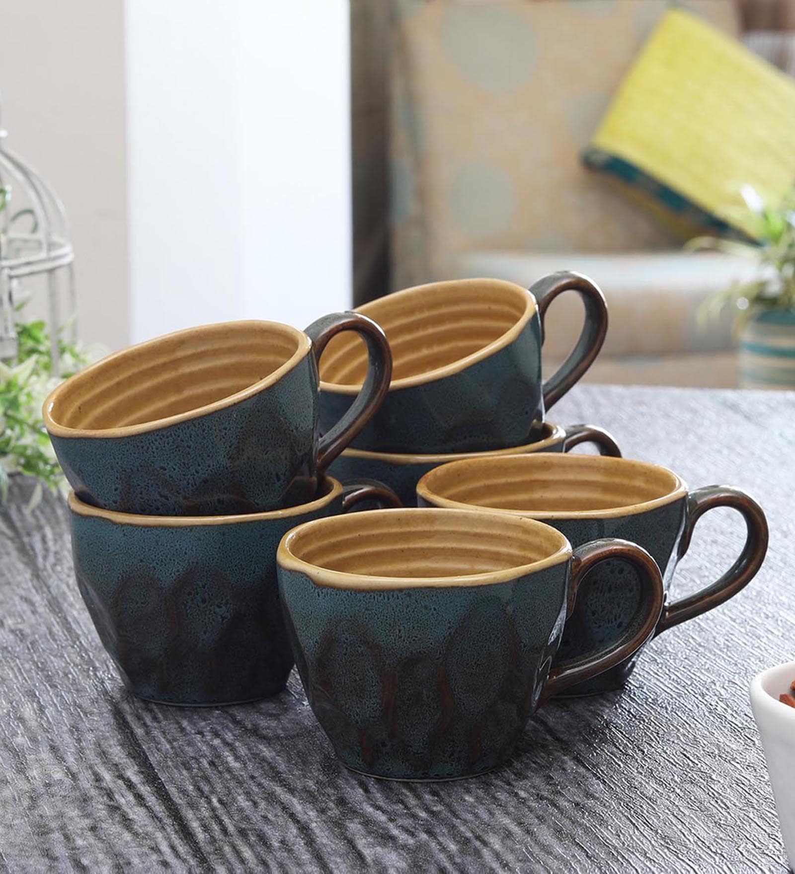 Jaxen 150ml Green (Set of 6) Ceramic Coffee Mug