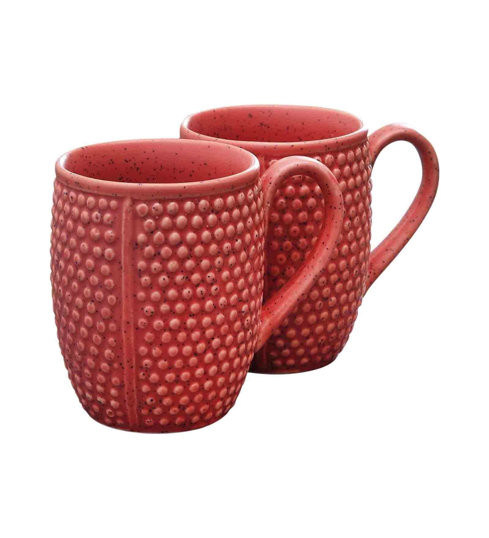 Studio Pottery Glazed 300ml Red (Set of 2) Ceramic Coffee Mug