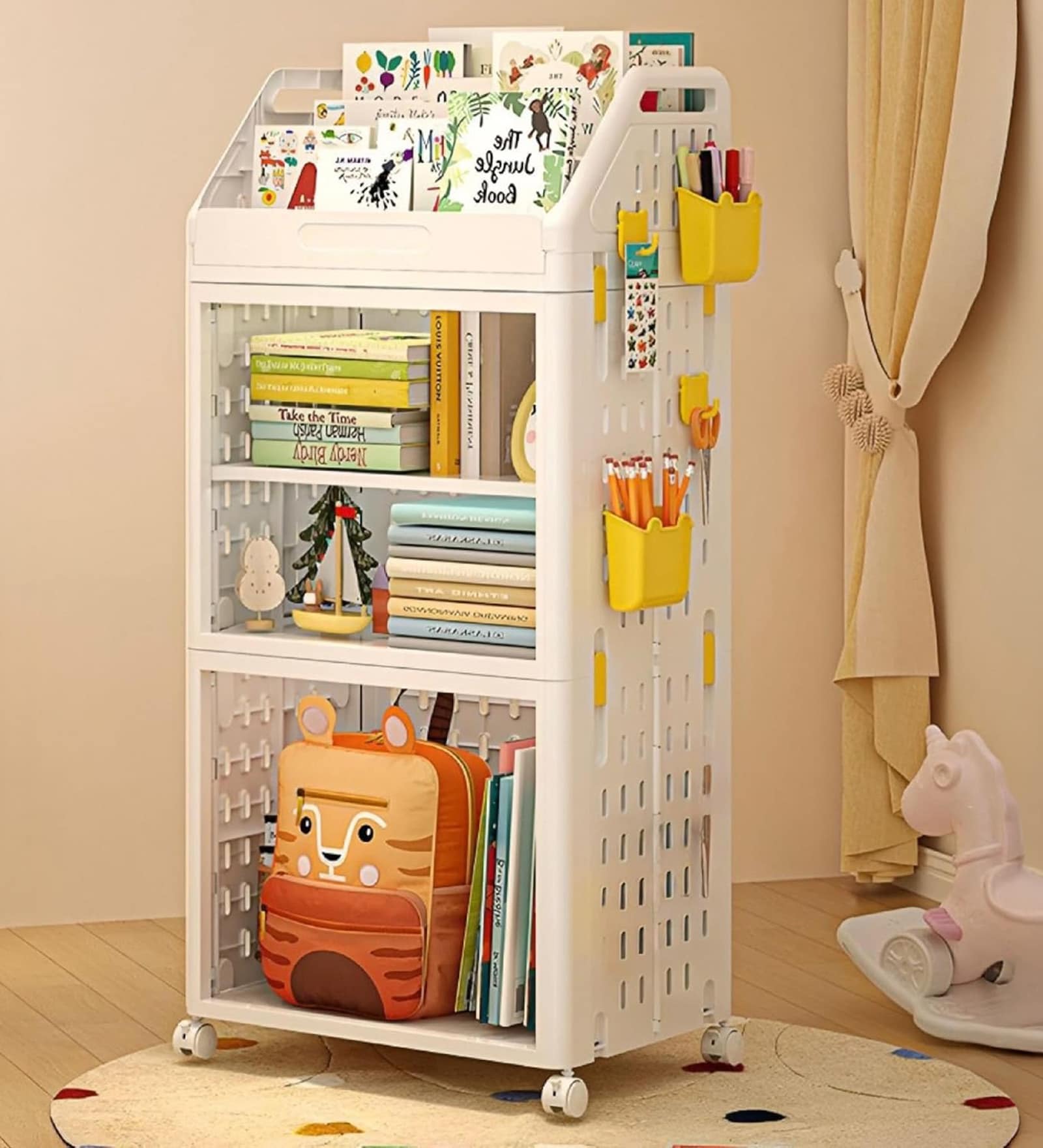 Off-White Study and 2 layers Storage Cart