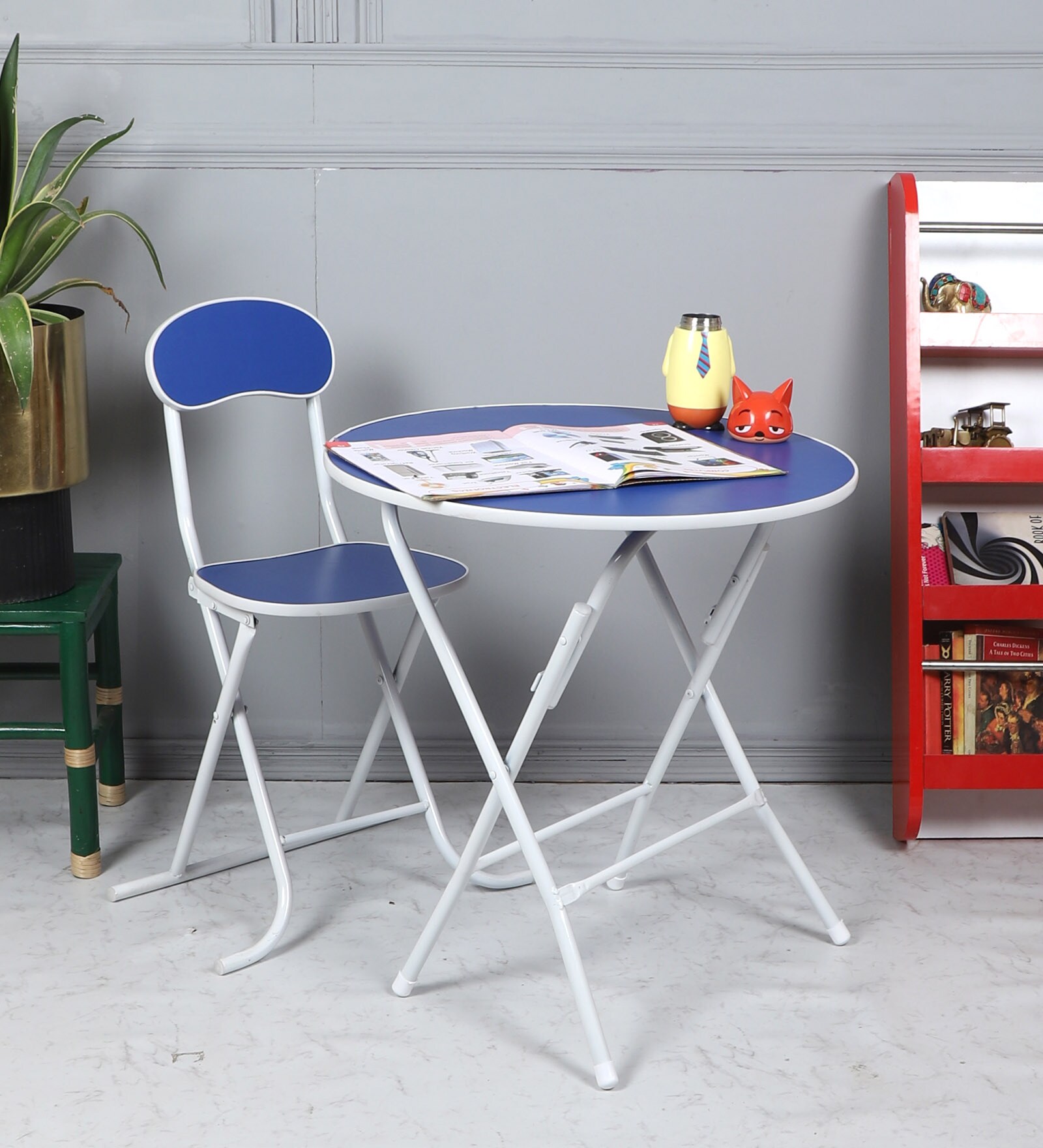Kids Metal Activity Table in Blue Colour With Chair