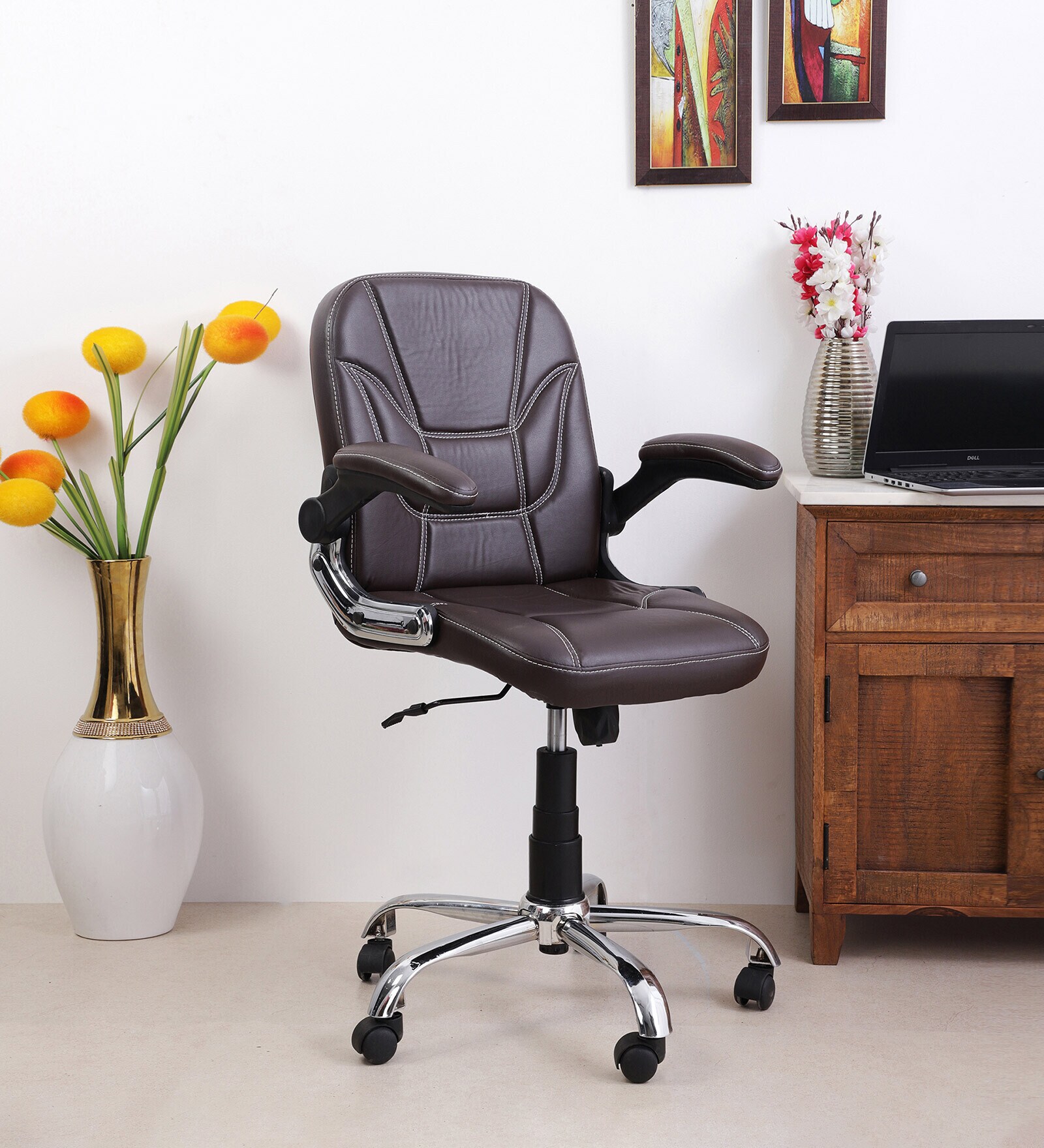 Buy Studzy Mid Back Executive Chair In Dark Brown Colour at 33% OFF by ...