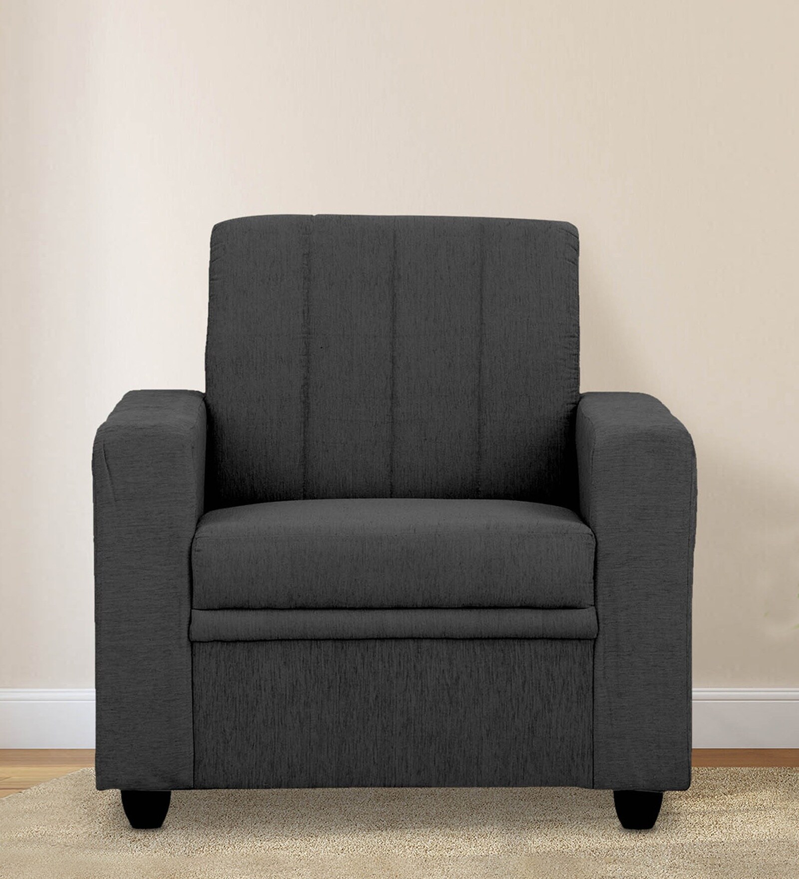 Stuttgart Fabric 1 Seater Sofa in Charcoal Grey Colour