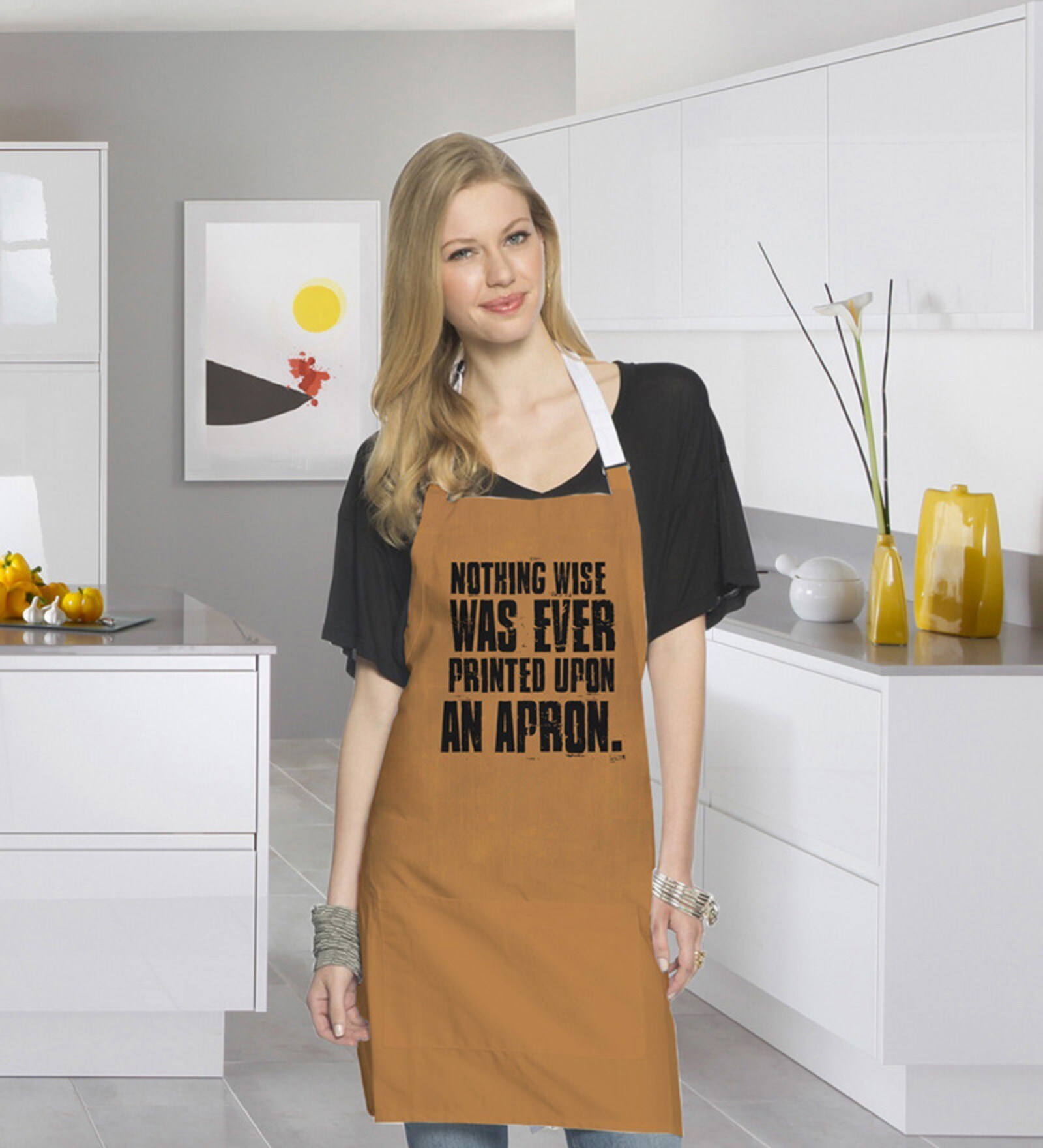 Stybuzz Nothing Wise Was Ever Printed Brown Cotton Kitchen Aprons