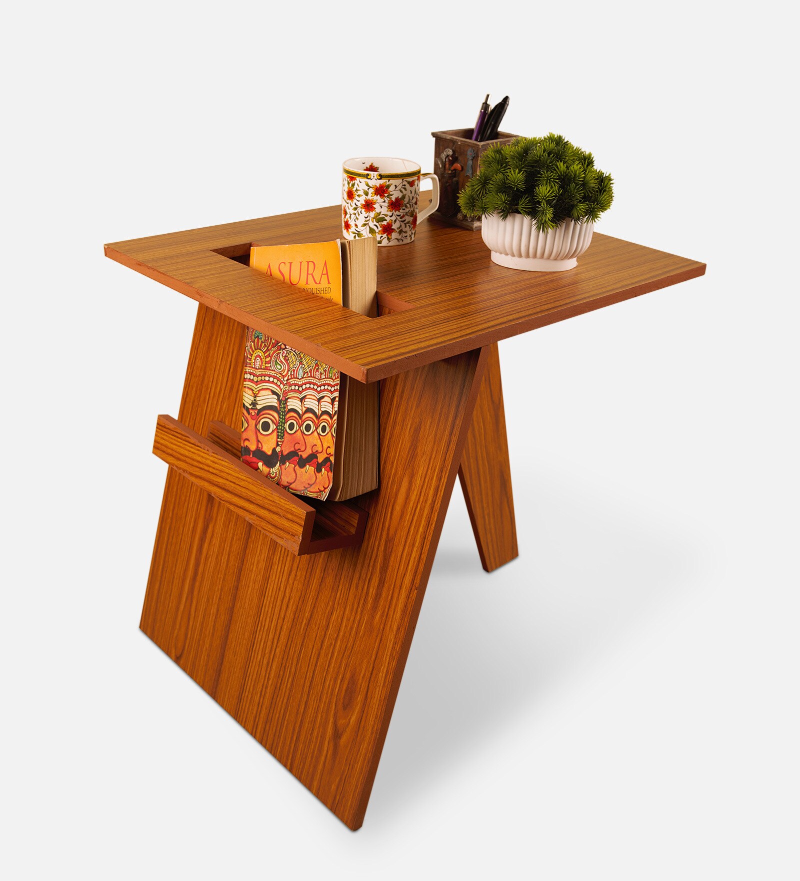 Stylish End Table in Teak Finish