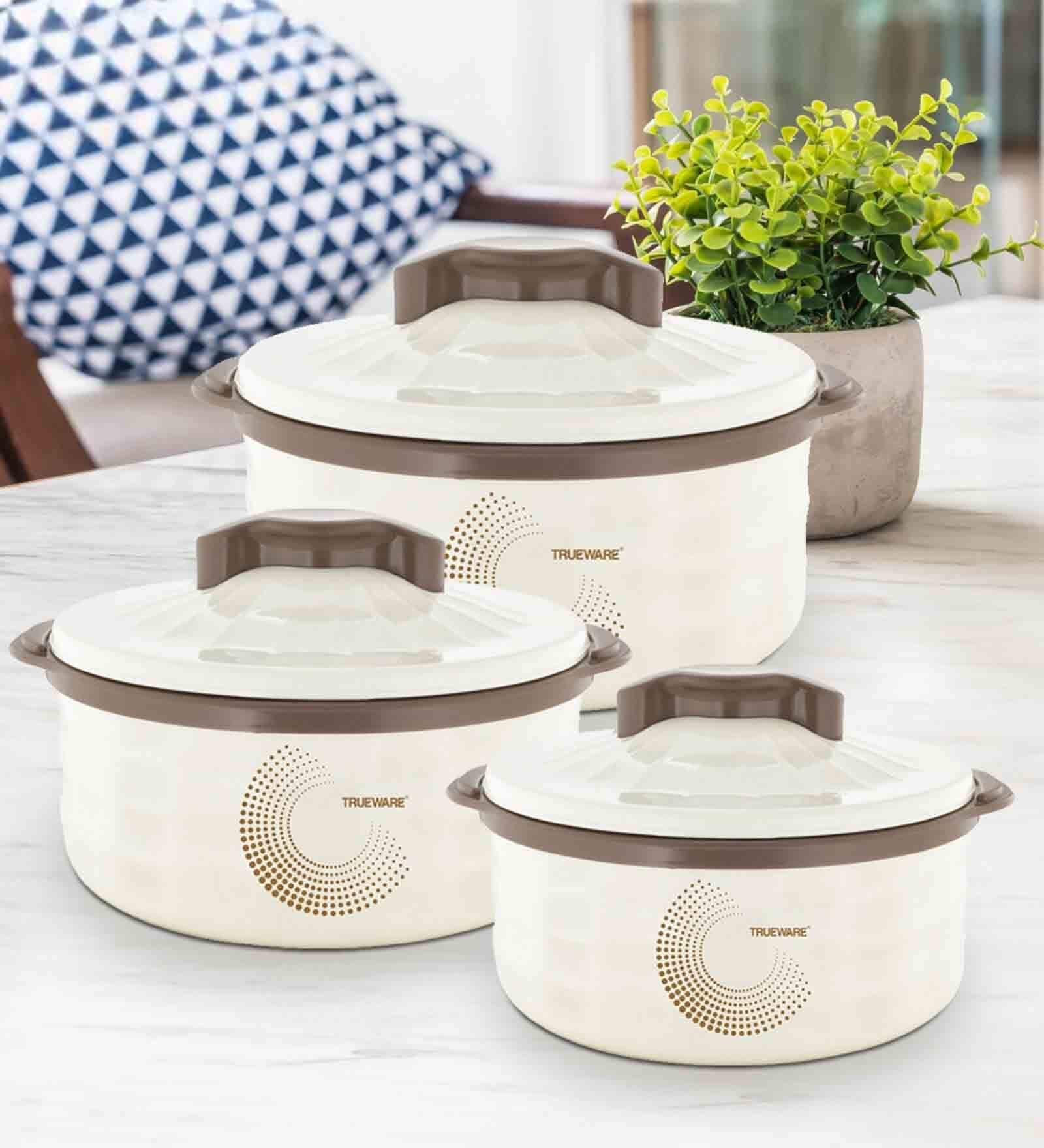 Stylus Brown  Plastic & Steel Thermoware Casserole (Set of 3)