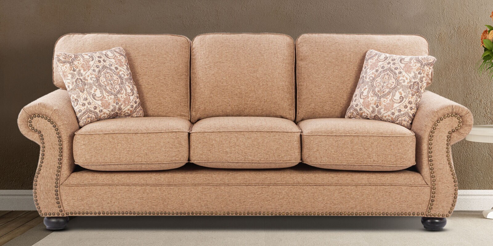 St Helens Fabric 3 Seater Sofa in Brown Colour