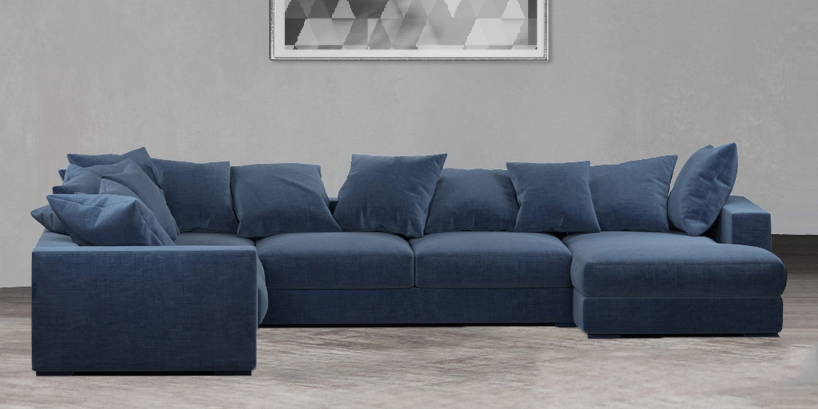 Striado Corner Sofa In Blue Colour in C Shape