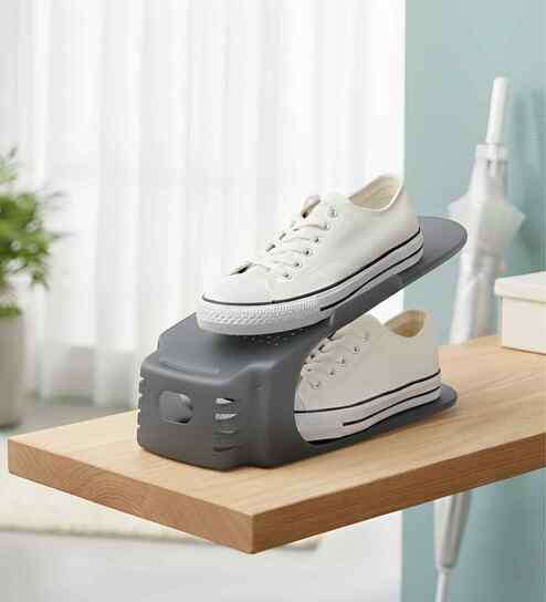 Stackable Shoe Storage Rack Set of 3 Modular Polypropylene Shoe Organiser