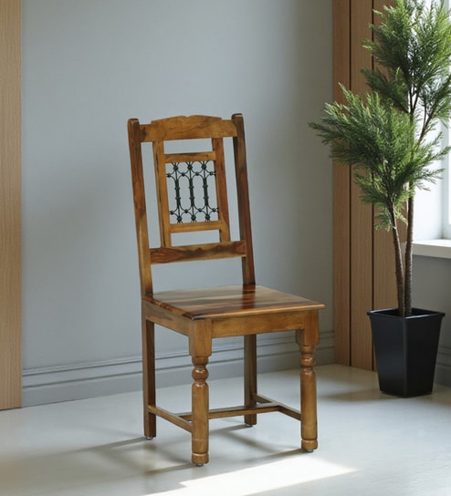 Stafford Sheesham Wood Dining Chair In Provincial Teak Finish (Set Of 2)