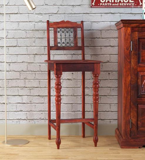 Buy Stafford Solid Wood Bar Stool In Honey Oak Finish By