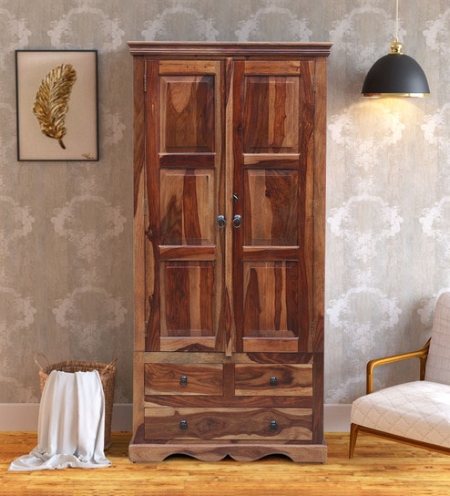 Buy Stafford Solid Wood 2 Door Wardrobe In Rustic Teak Finish By