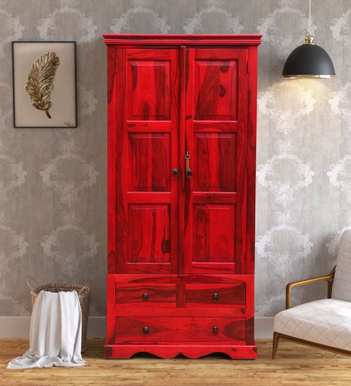 Buy Stafford Solid Wood 2 Door Wardrobe In Spicy Red Finish By