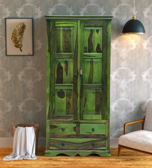 Buy Stafford Solid Wood 2 Door Wardrobe In Spring Green Finish By