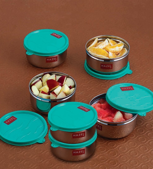 Stainless Steel 450ml Silver Airtight Storage Container (Set of 6)
