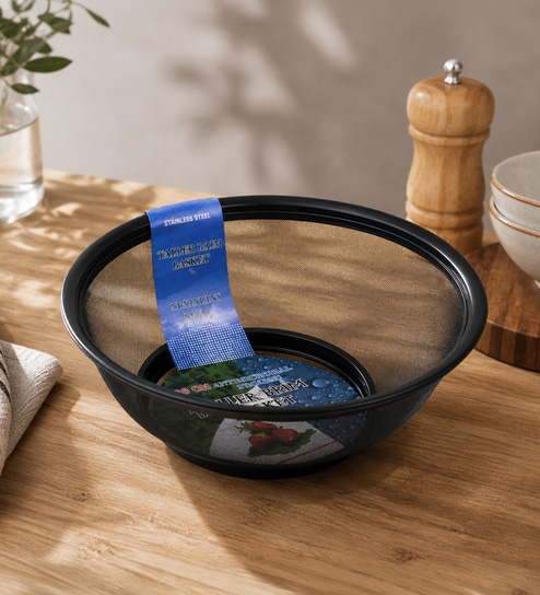 Stainless Steel Colander Basket with Rim (Black)