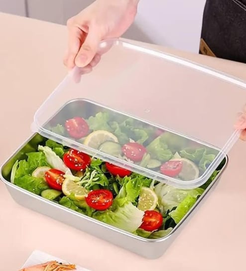 Set of 2 Stainless Steel Food Storage Container with Lids