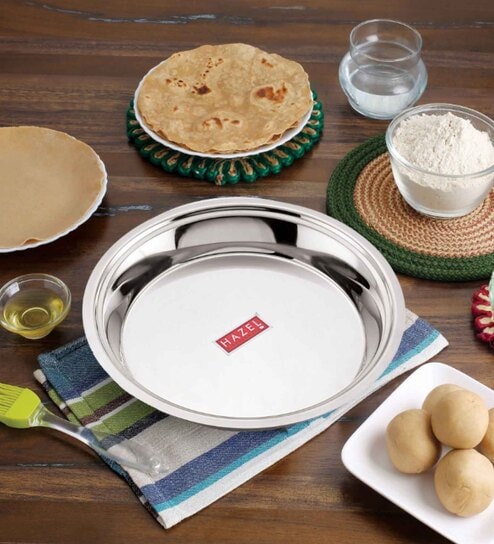 Stainless Steel Parat | Steel Parat For Dough Flour Kneading|Atta Parat Steel For Kitchen, 31 cm, 2400 ML
