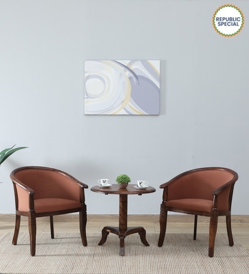 Stalley Sheesham Wood Coffee Table Set In Scratch Resistant Provincial Teak Finish And Mocha Mousse Colour With 2 Chairs