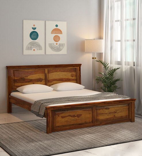 Stanfield Sheesham Wood Queen Size Bed in Scratch Resistant Provincial Teak Finish