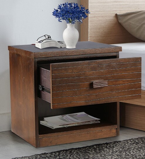 Stanford Bed Side Table In Brown Finish By Hometown