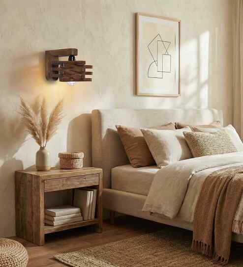Star Brown Solid Wood Wall Sconces