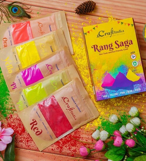 Starch Gulal Holi Colours (Pack of 5, 80gms)