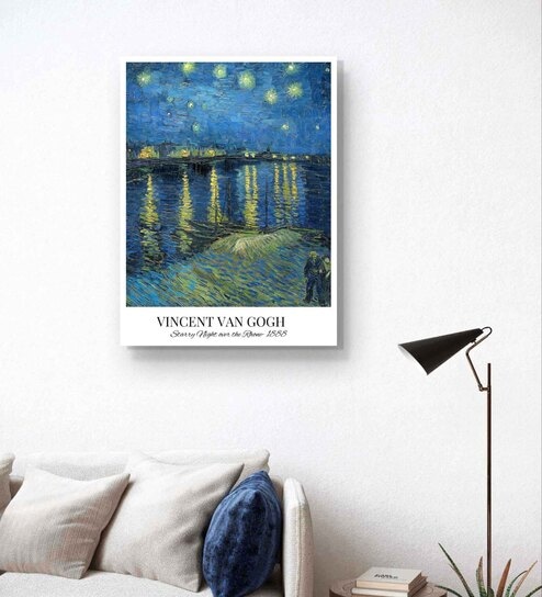 Starry Night at Rhone 16inx20in Gallery Wrap Canvas Painting for Living Room
